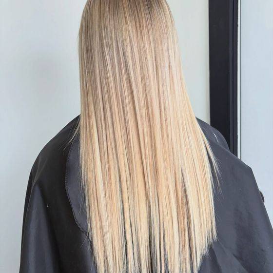J-tied wefts sewn in for length and density — Mane Escape Studio, Benwood WV
